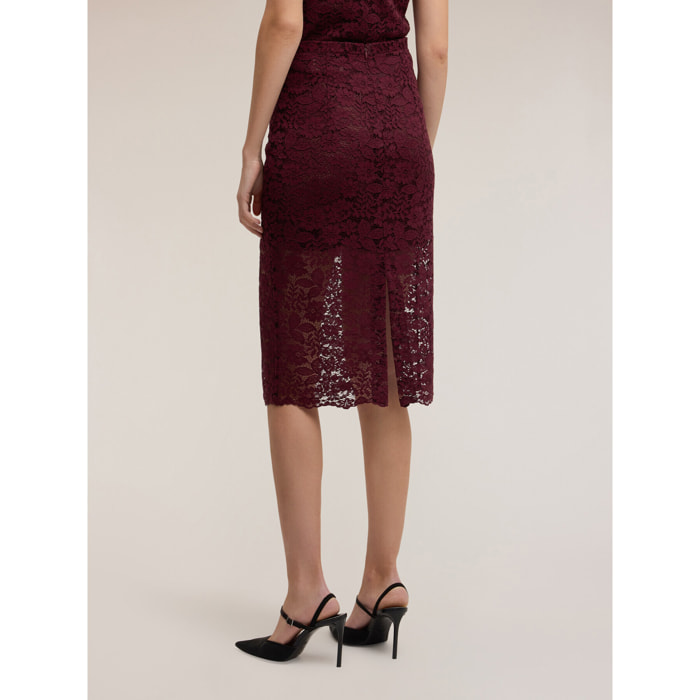 Motivi - Gonna tubino in pizzo - Bordeaux