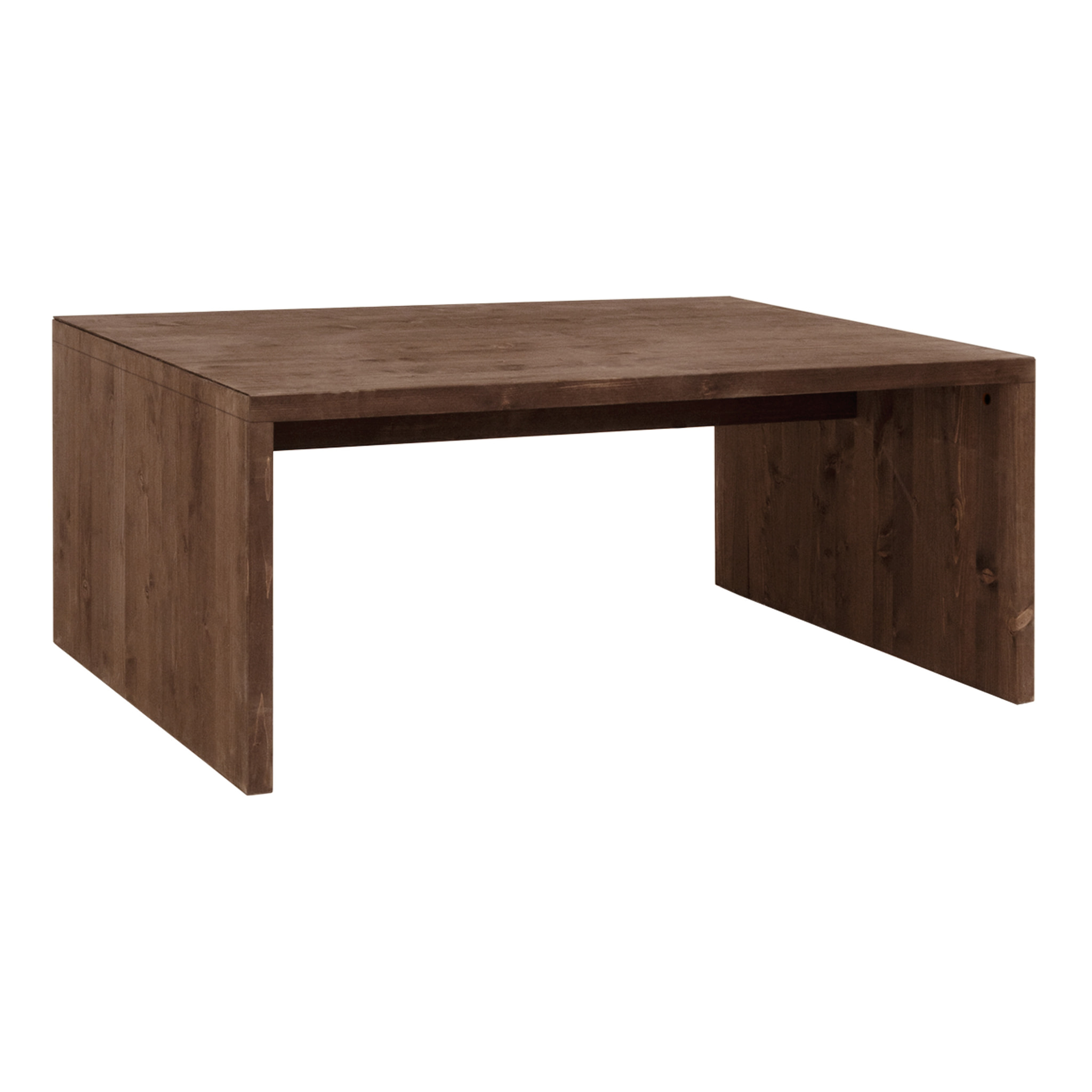 Mesa de centro de madera maciza en tono nogal de 110x45x74cm Alto: 45 Largo: 110 Ancho: 74