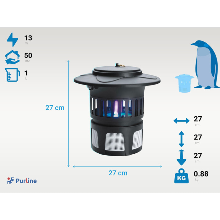 Lampe Anti-Moustiques 13W avec ventilateur d'absorption