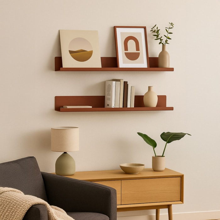 Mensola da parete in metallo 70x13x12cm mattone - Pop