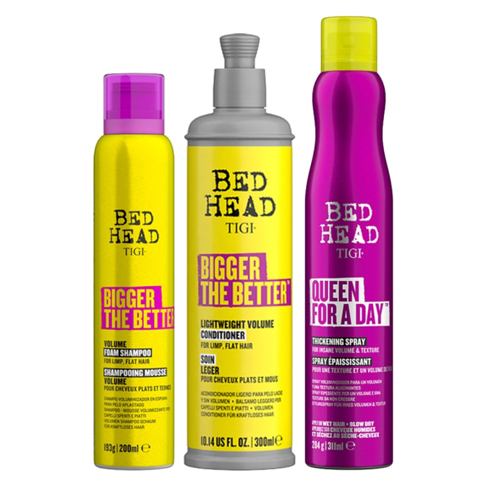 TIGI Kit Bed Head Volume Bigger Shampoo 200ml + Conditioner 300ml + Queen For a Day Thickening Spray  311ml