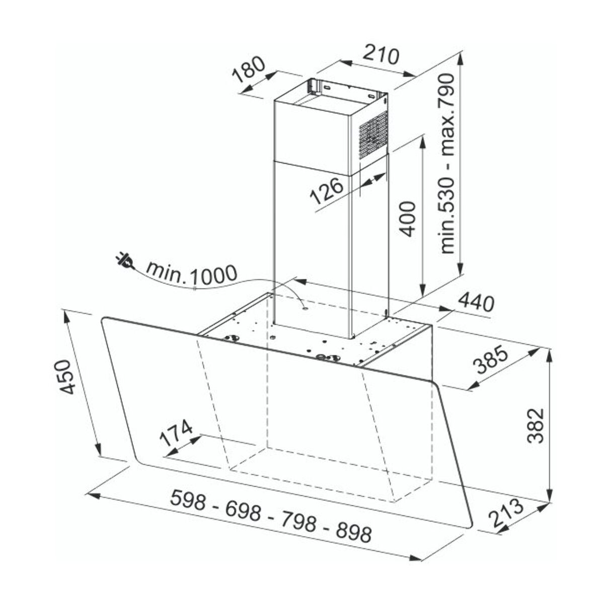 Hotte décorative murale inclinée FRANKE EVO PLUS FPJ 925 VERT. VR/NR