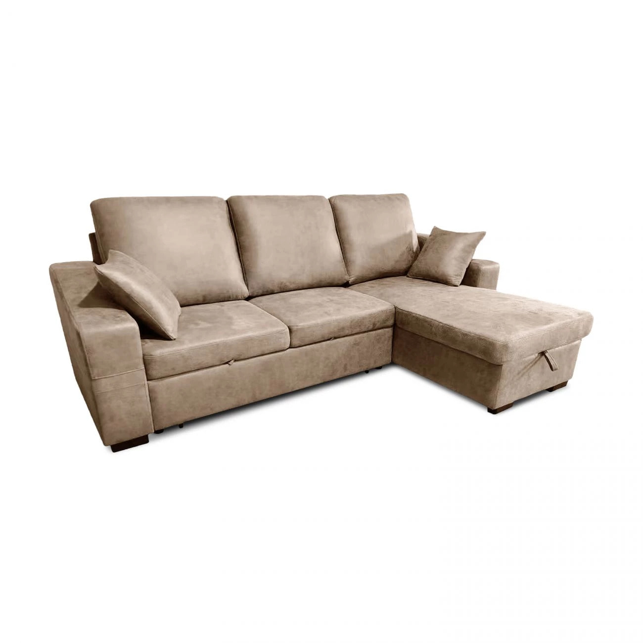 Sofá cama con chaiselongue reversible 4 plazas Edna Cemento