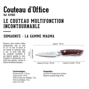Couteau d'Office 3,5 pouces, gamme Magma