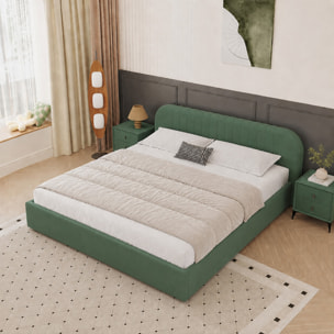 Lit avec coffre de rangement 160x200cm en velours vert MASON