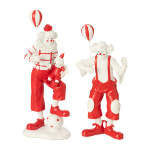 J-Line figurine Clown Ballon + Poupée - polyrésine - rouge/blanc - 2 pcs