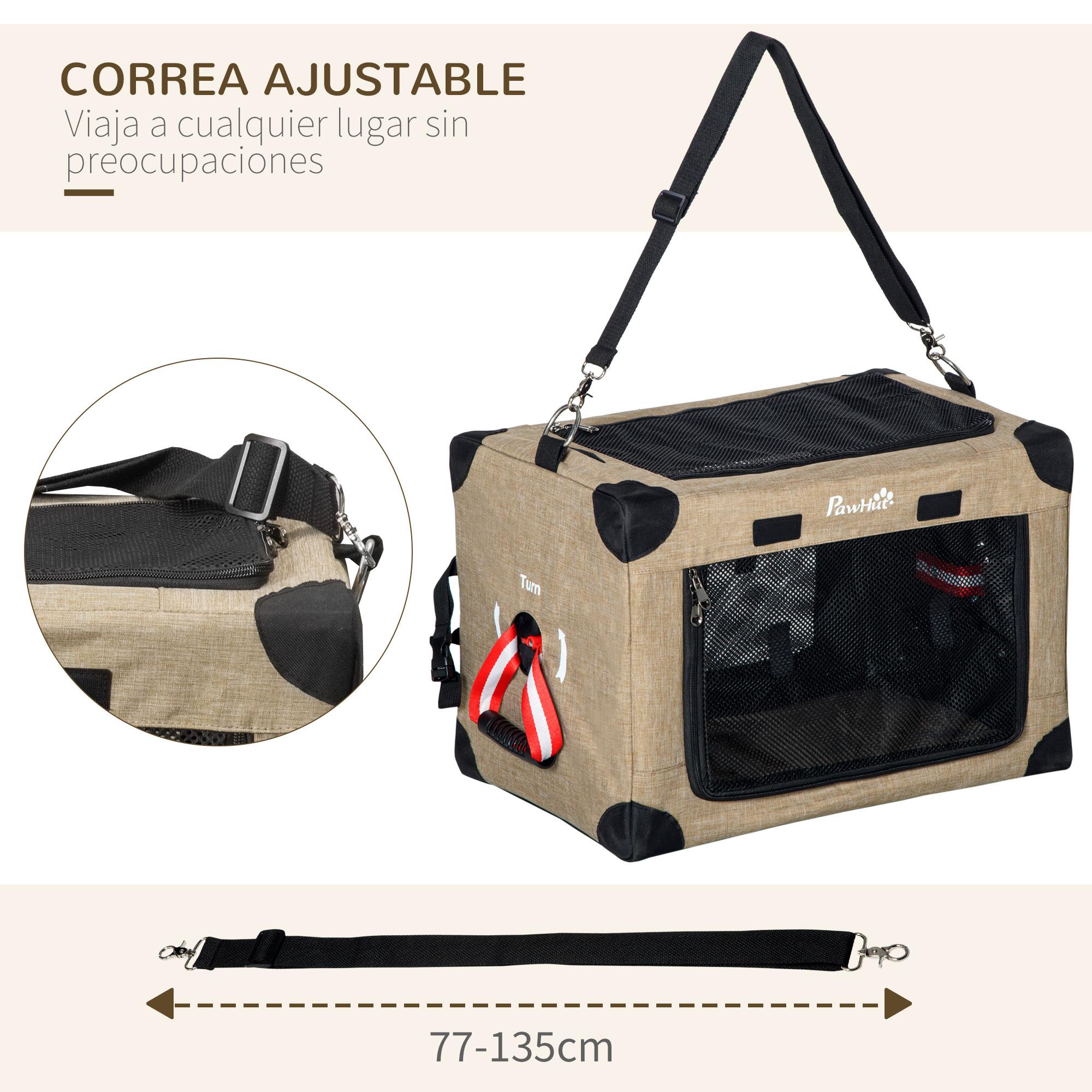 Transportín Mochila para Gatos Perro Plegable con Cojín Extraíble 48,5x33,5x33cm