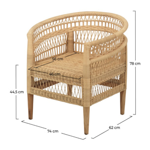 Fauteuil Medan en rotin naturel