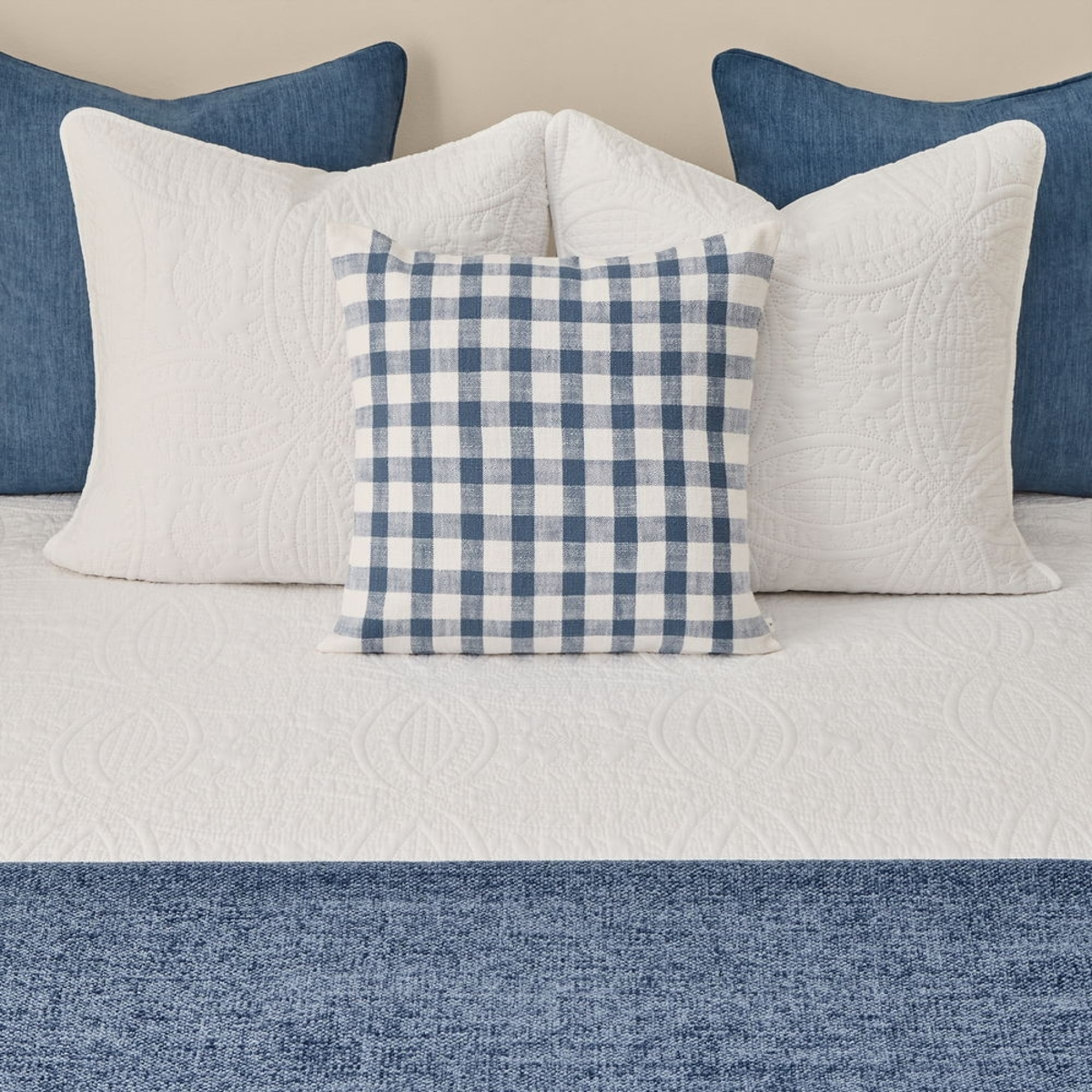 Colcha acolchada ultrasonido Fofalu color blanco 100% Algodón