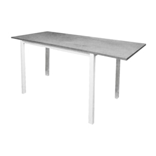 Tavolo per sala da pranzo estensibile, Tavolo da cucina con allunga, Made in Italy, cm 110x70h76, colore Cemento e Bianco