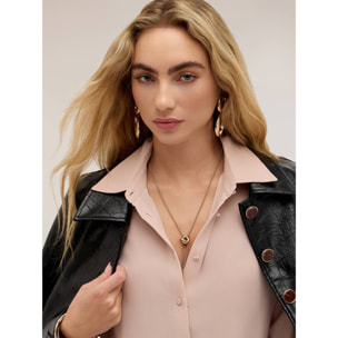 Motivi - Camicia in crêpe de chine con colletto classico - Rosa