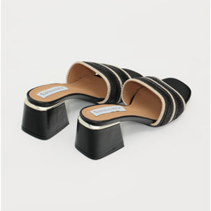 Sandali in simil pelle con tacco comodo quadrato