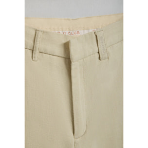 Pantalón Tamara de lino y algodón color arena con detalles bordados Polo Club