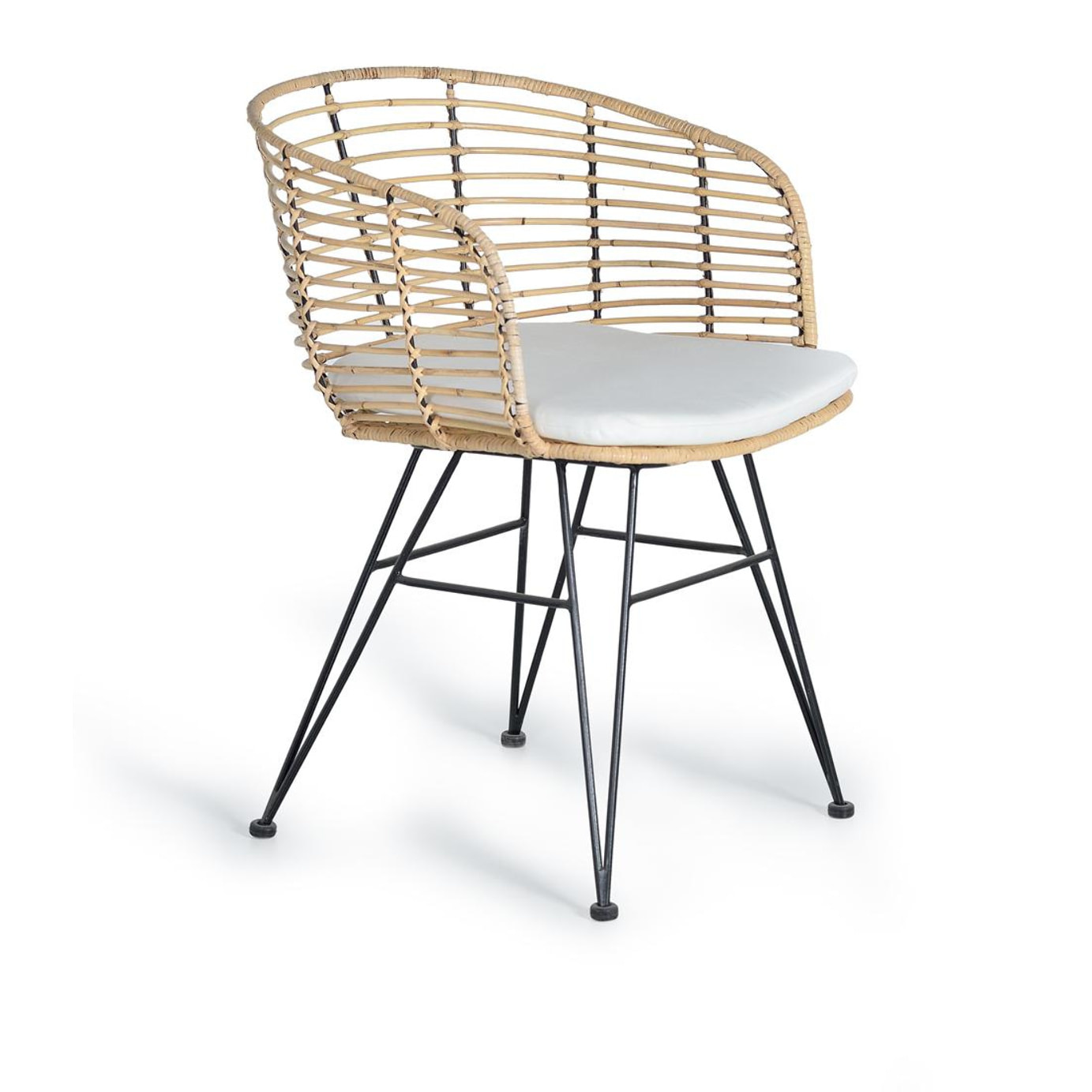 Silla de Rattan Natural 52 Cm Estilo Mediterráneo