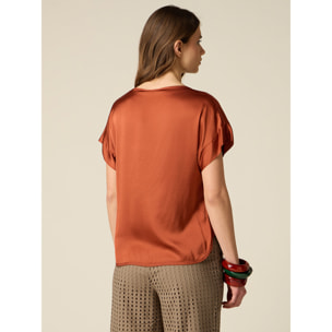 Oltre - Blusa in raso di viscosa - Marrone