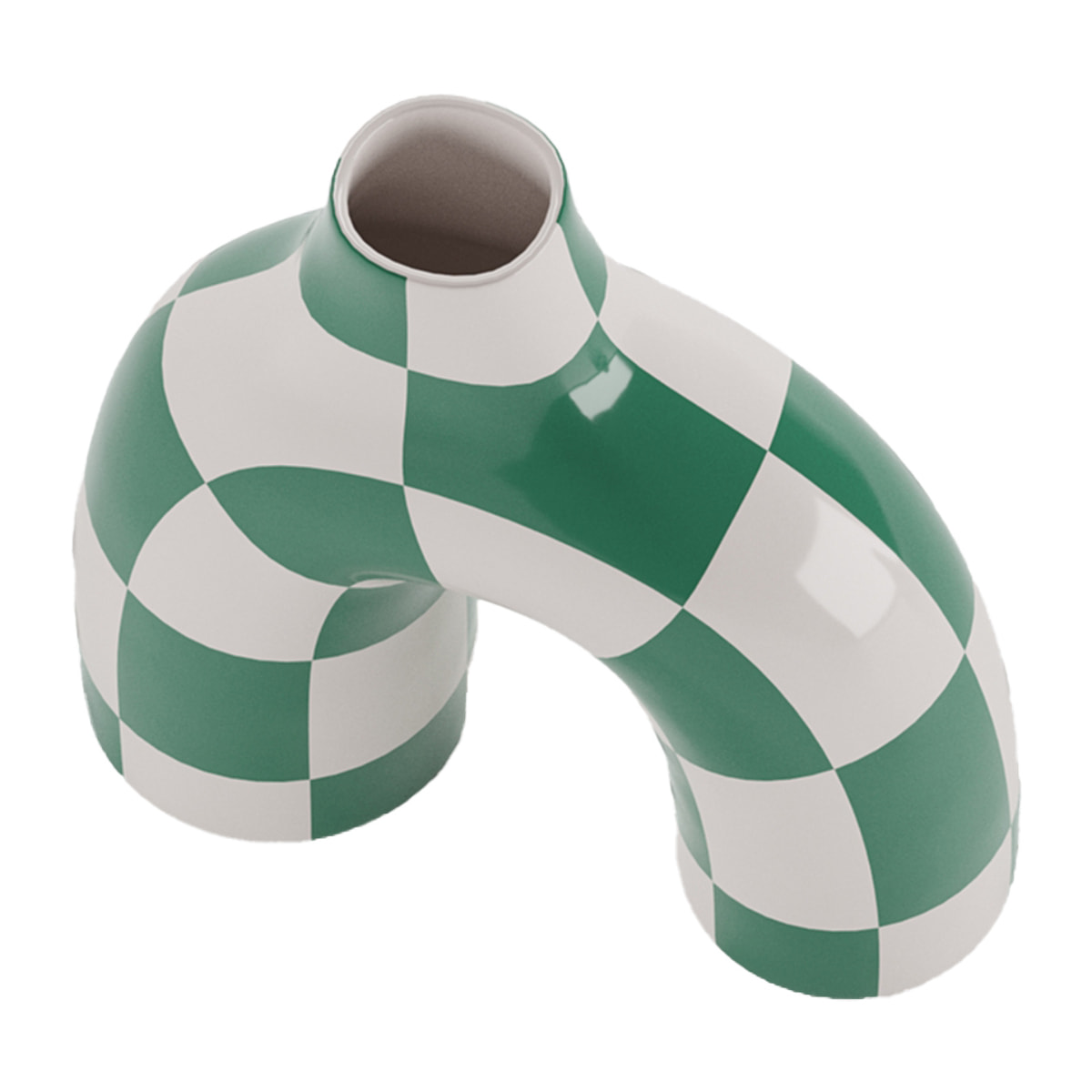 Phoenix - Vase art moderne à damier vert