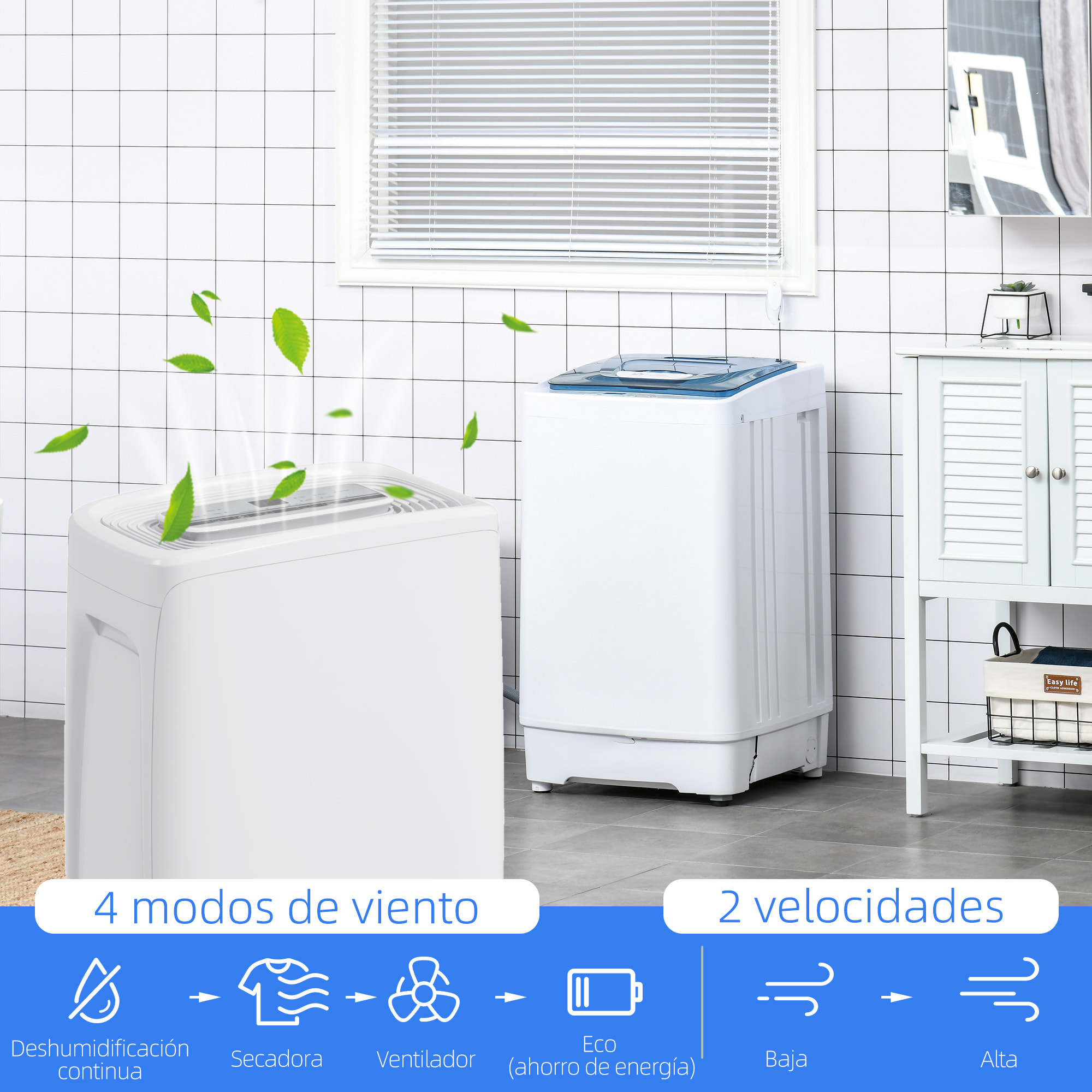 Deshumidificador Eléctrico 12L/Días Silencioso Deshumidificador de Aire con 4 Modos 2 Velocidades Pantalla LED Temporizador para Dormitorio Salón 10-25 m² 29x18x49 cm Blanco