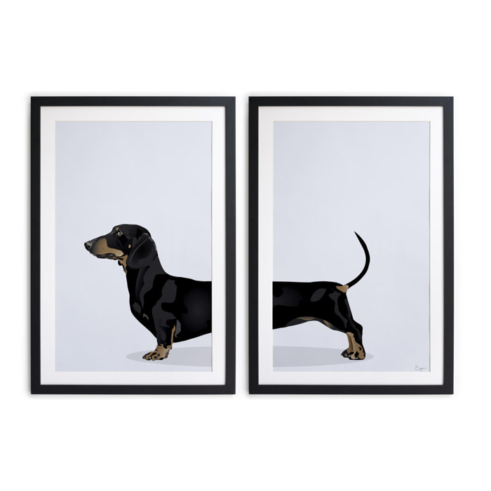 Set 2 cuadros dachshund - negro - 40x30cm