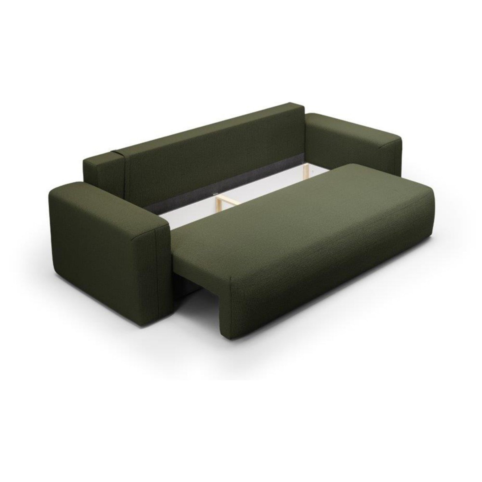 NALA - Canapé droit convertible droit 3 places en tissu vert