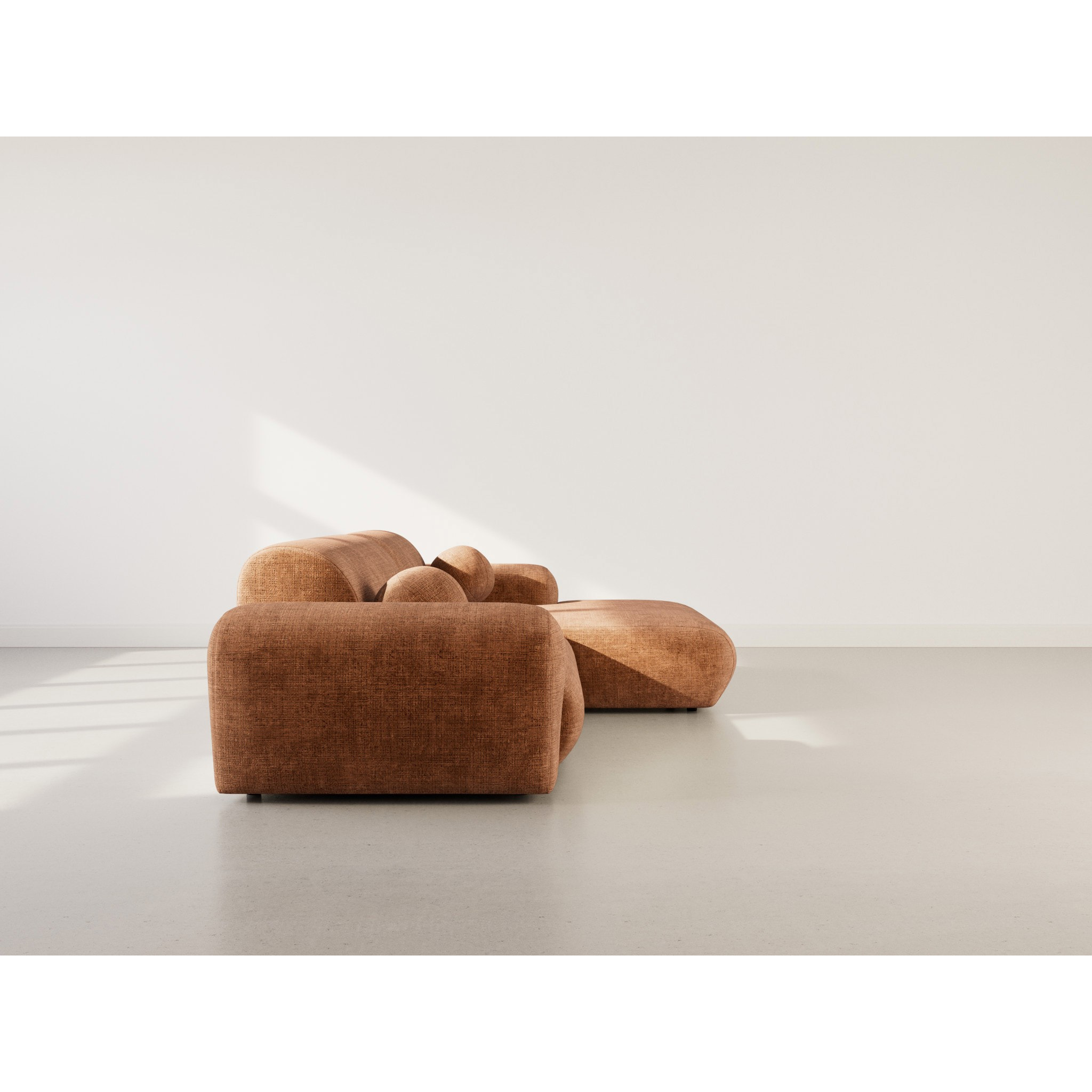 Louise - Canapé d'angle droit 4 places en velours texturé - Terracotta