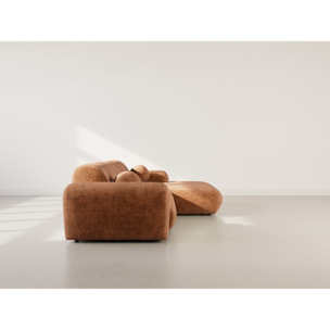 Louise - Canapé d'angle droit 4 places en velours texturé - Terracotta