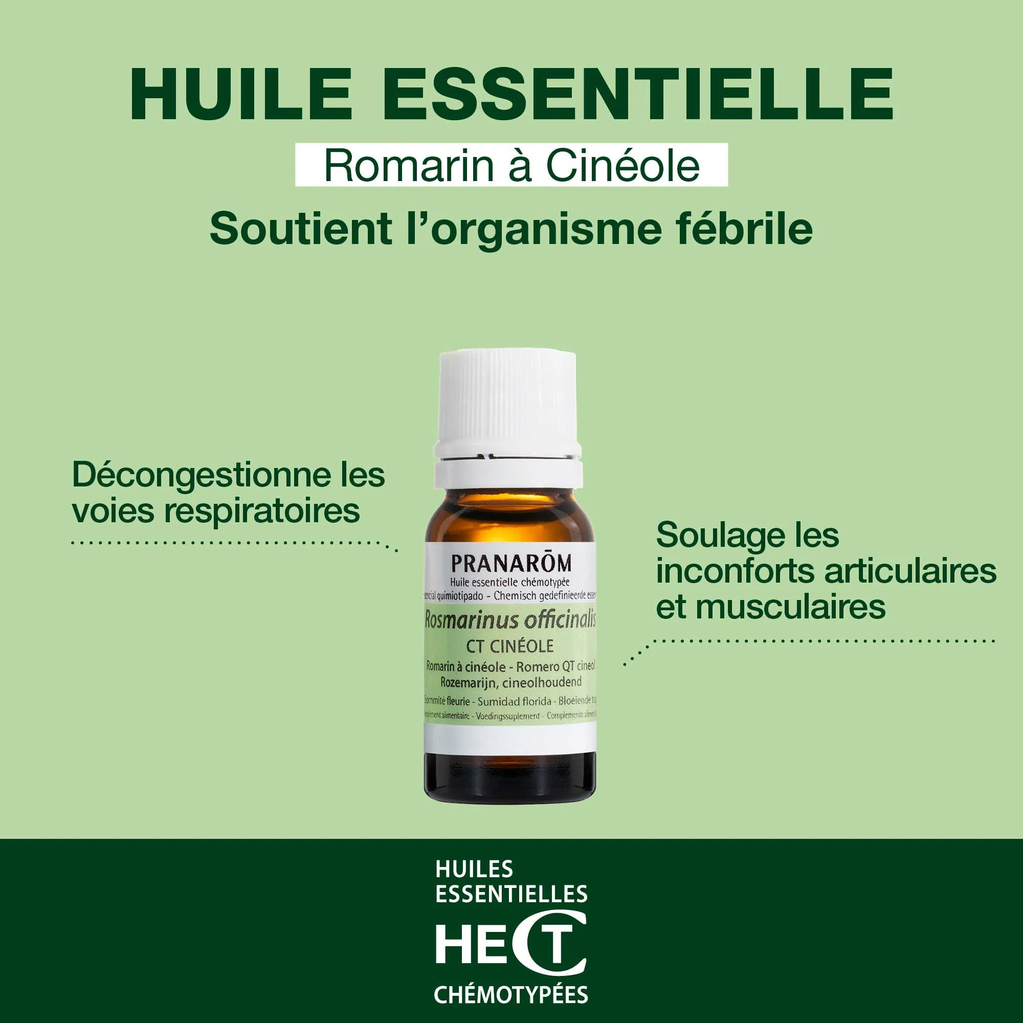 Pranarom - Huile Essentielle de Romarin à cinéole - 10 ml