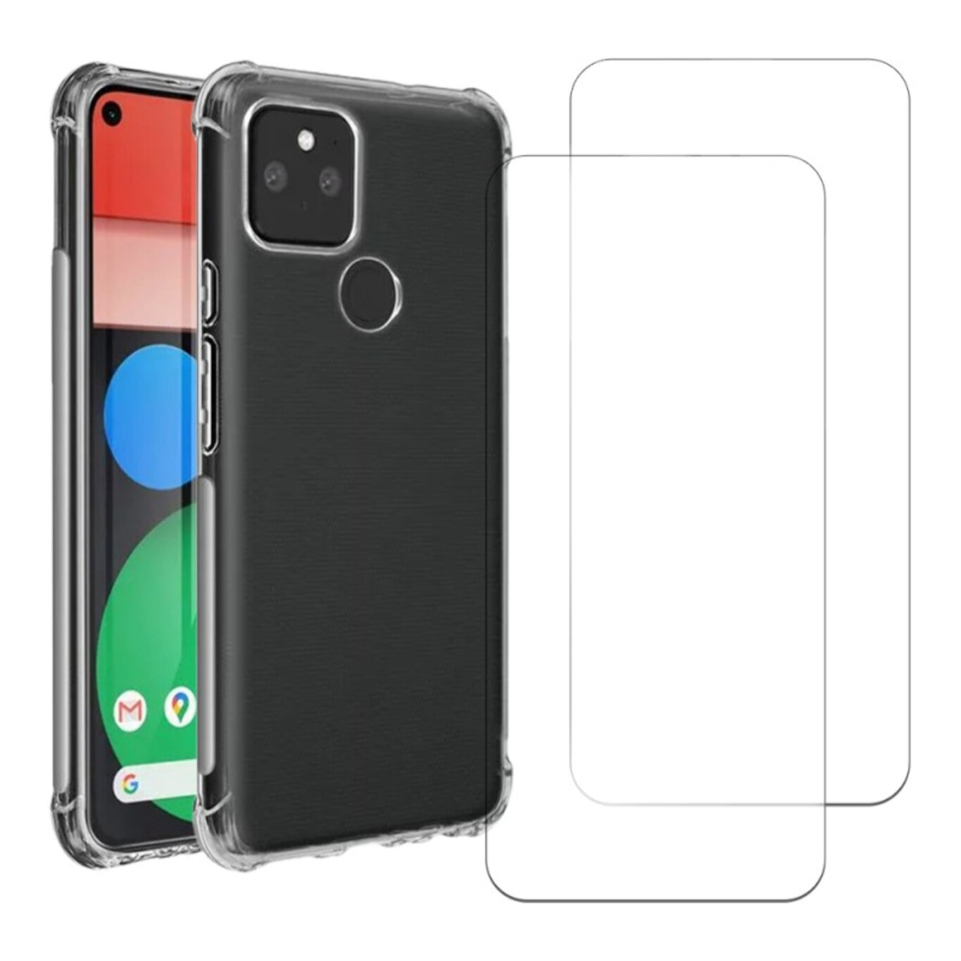 Coque Google Pixel 5 Antichoc coins renforcés Silicone + 2 Vitres en verre trempé Protection écran