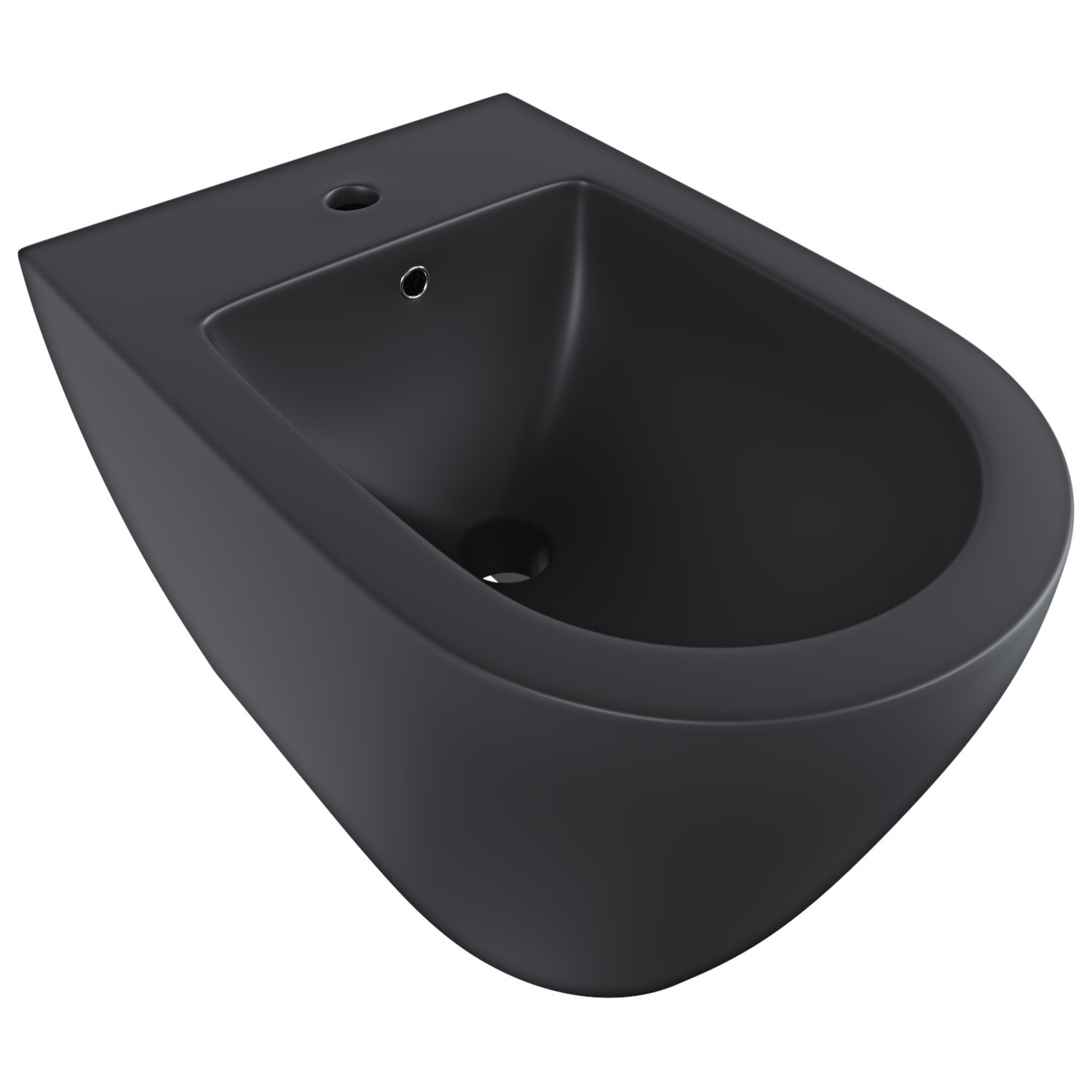 Coppia Sanitari Filomuro Filo Muro Filo Parete Vaso WC E Bidet Design Moderno Ceramica Copriwater Chiusura Soft Close Chiusura Rallentata Nero Opaco