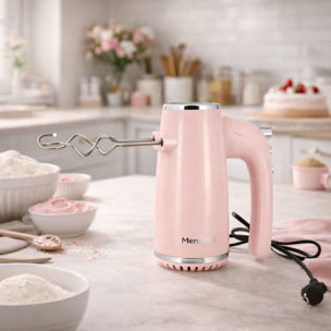 Batteur à main électrique en acier inoxydable rose RETRO