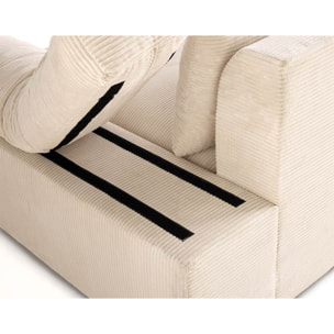 Aspen - canapé d'angle réversible 5 places - assise profonde - en velours côtelé - Beige