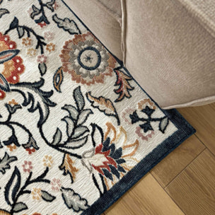 GARDEN - Tapis d'intérieur / extérieur à motif floral blanc, bleu, rouge, noir, gris, beige