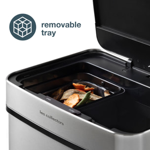 Papelera de Reciclaje N°1012 Les Collectors, 69Litros (47+11+11) 3 compartimentos, Acero inoxidable