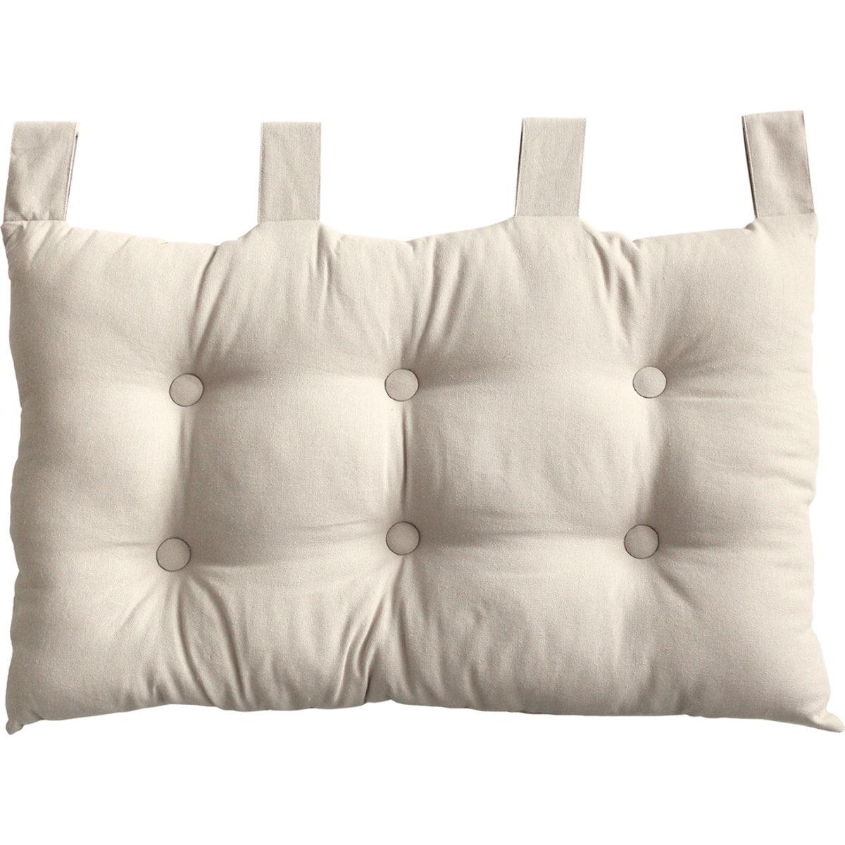 Coussin tête de lit en coton et pattes boutonnées - Ecru