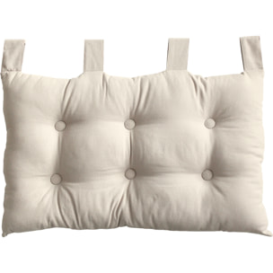 Coussin tête de lit en coton et pattes boutonnées - Ecru