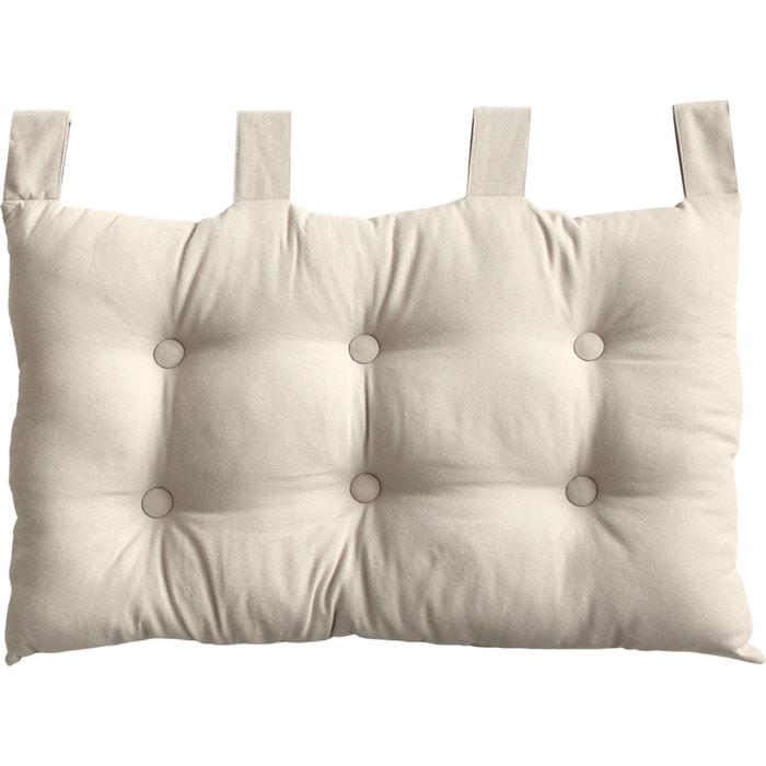 Coussin tête de lit en coton et pattes boutonnées - Ecru