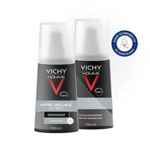 Déodorant Ultra-Frais 24H Homme - Spray 2x100 ml