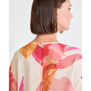 Blusa a maniche corte con stampa floreale