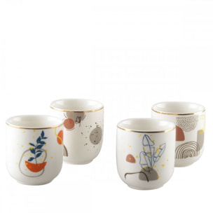 Tasses a cafe 90ml art deco - lot de 4