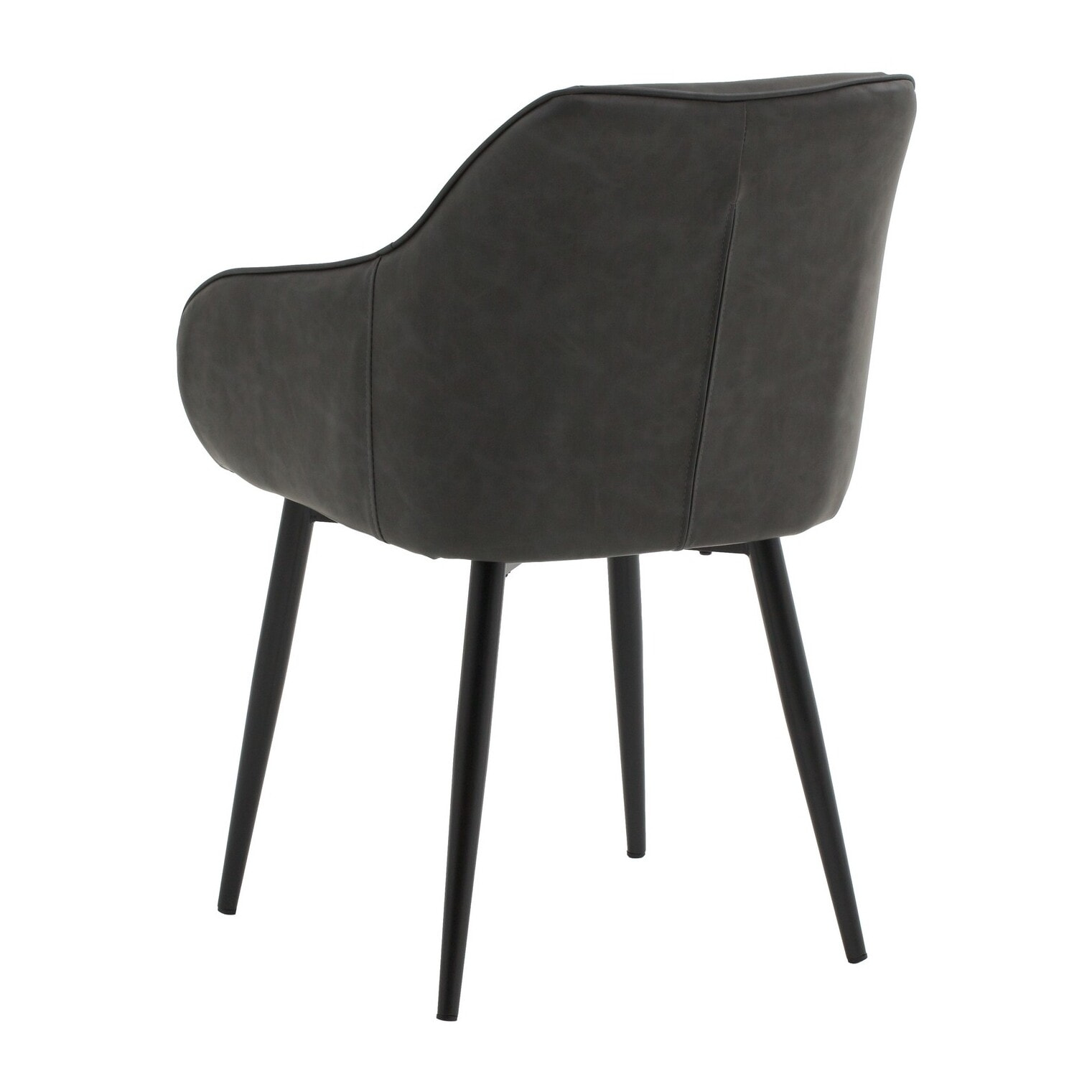 Set di 4 poltroncine HAMMERSMITH in similpelle antracite e gambe in metallo nero, con braccioli