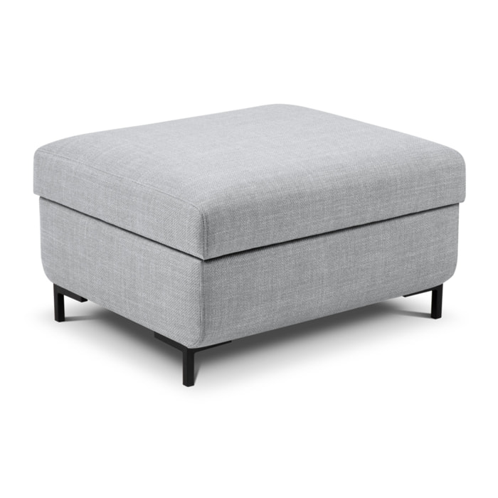 Pouf avec coffre "Yanis" en tissu structurel gris clair