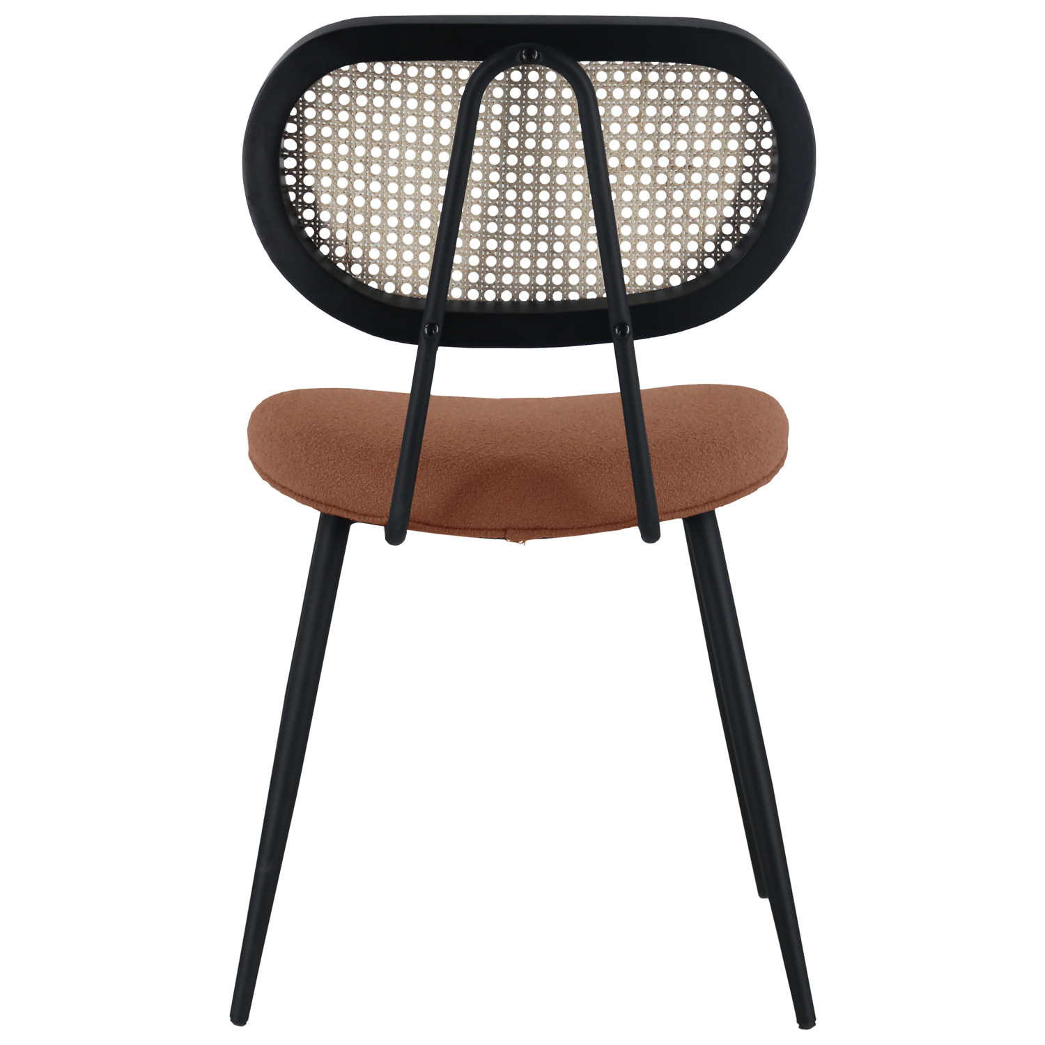 Lot de 2 chaises en cannage et tissu boucle rouille ELENA