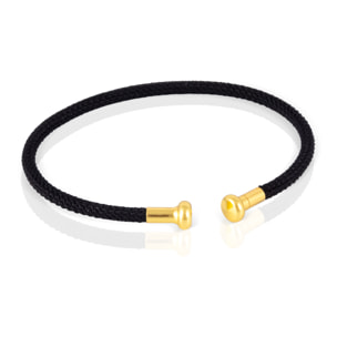 Pack de 6 pulseras rígidas trenzadas de hilo de poliéster relleno de hilo de acero negro, rojo y multicolor con cierre abierto de cobre dorado.