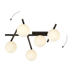 Lampada a sospensione SMART in acciaio nero e vetro opalino