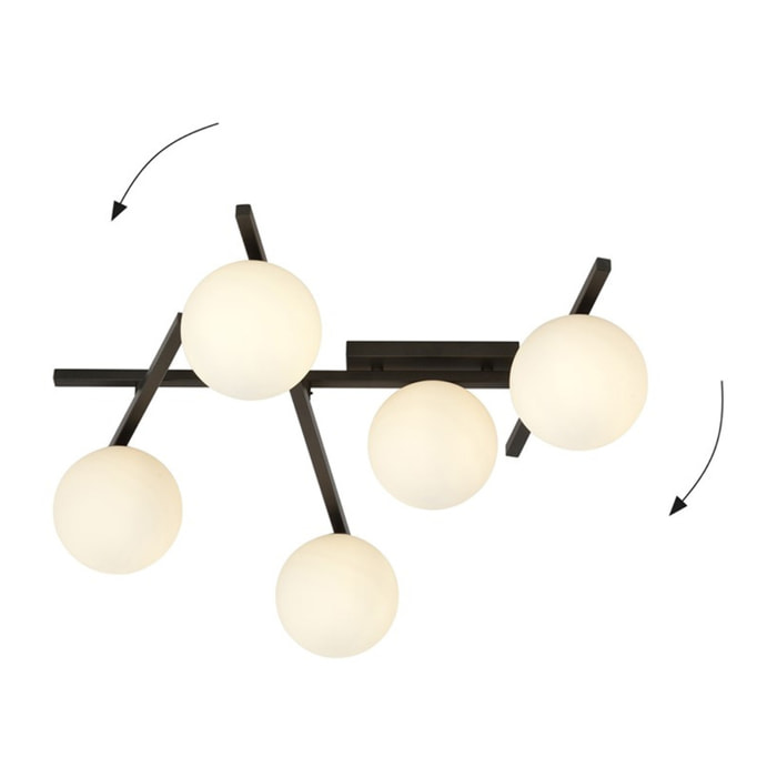 Lampada a sospensione SMART in acciaio nero e vetro opalino