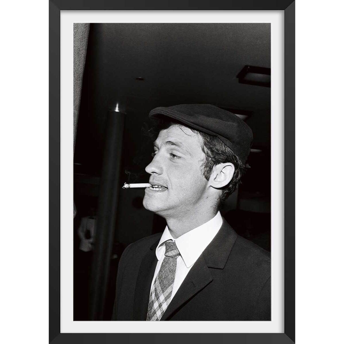 Affiche célébrité Jean-Paul Belmondo Affiche + cadre en bois - Noir