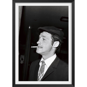 Affiche célébrité Jean-Paul Belmondo Affiche + cadre en bois - Noir