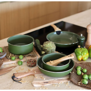 Batterie de cuisine 5 pièces en aluminium recyclé vert