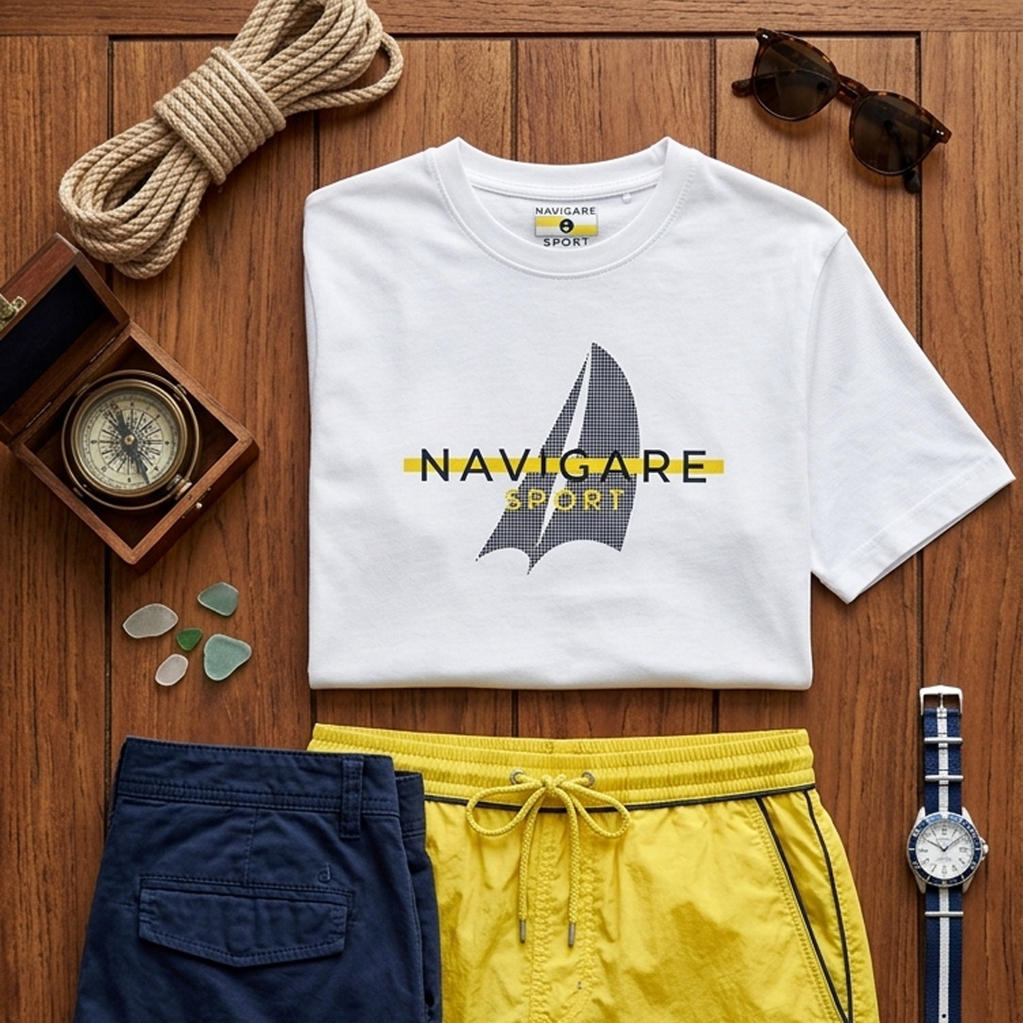 T-shirt Uomo Navigare Girocollo, Art. 968902 White