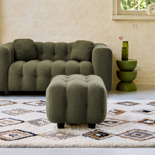 Pouf. module pour canapé. repose-pieds pour canapé 2 places en bouclette texturée kaki L 69 x P 59 x H 48cm - Leon