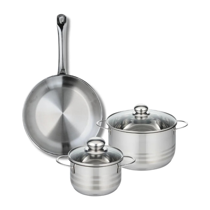 Ensemble de 1 Poêle de cuisson 28 cm et 2 faitouts 16 et 20 cm Elo Profi Brillant
